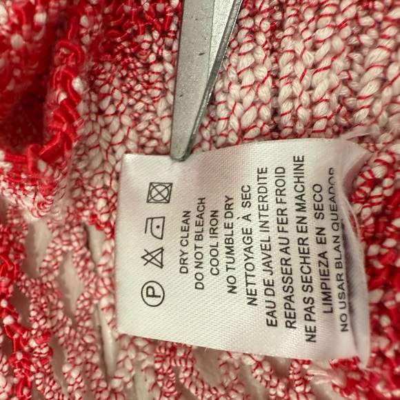 Miracle City Alfred Dunner Red and White Open-Knit Cardigan - Picture 7 of 11